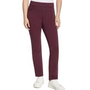 Nine West Women's Heidi Pull On Elastic Waist Stretch Twill Straight Leg Pant